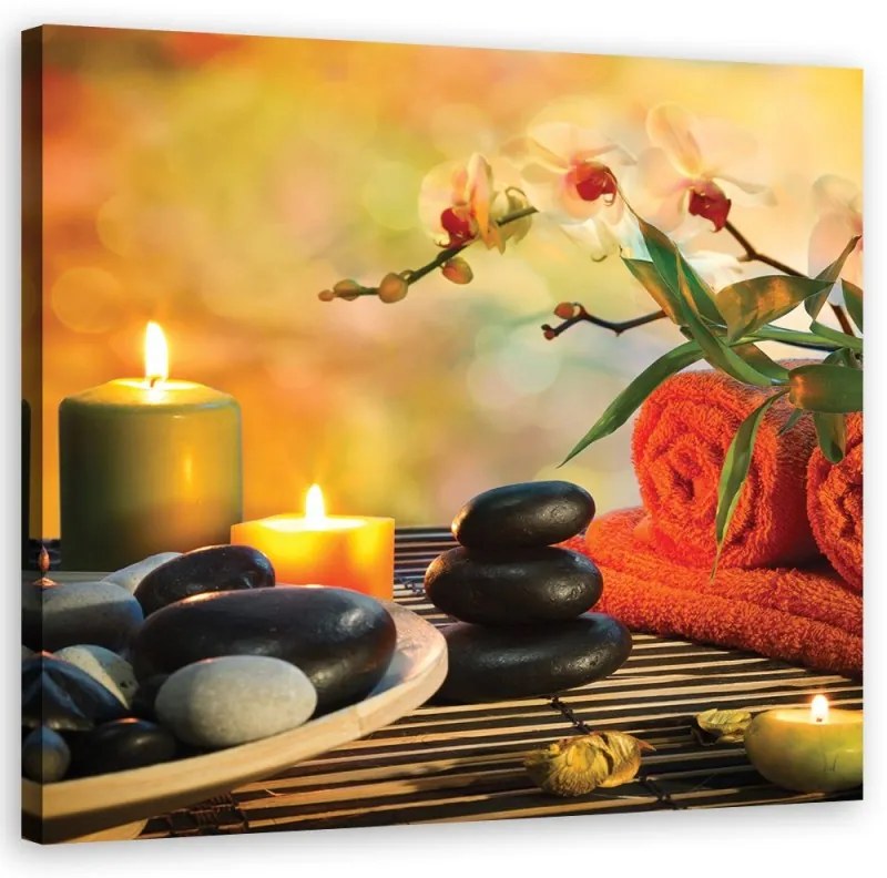 Quadro su tela, Spa set zen pietre  Dimensioni 40x40