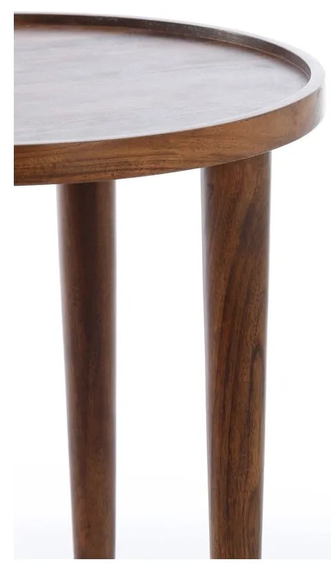 Tavolino rotondo in legno massiccio di acacia ø 49 cm Qiano - Light & Living