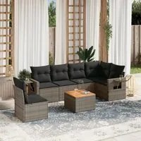 Set Divani da Giardino 7 pz con Cuscini Grigio in Polyrattan 3224590