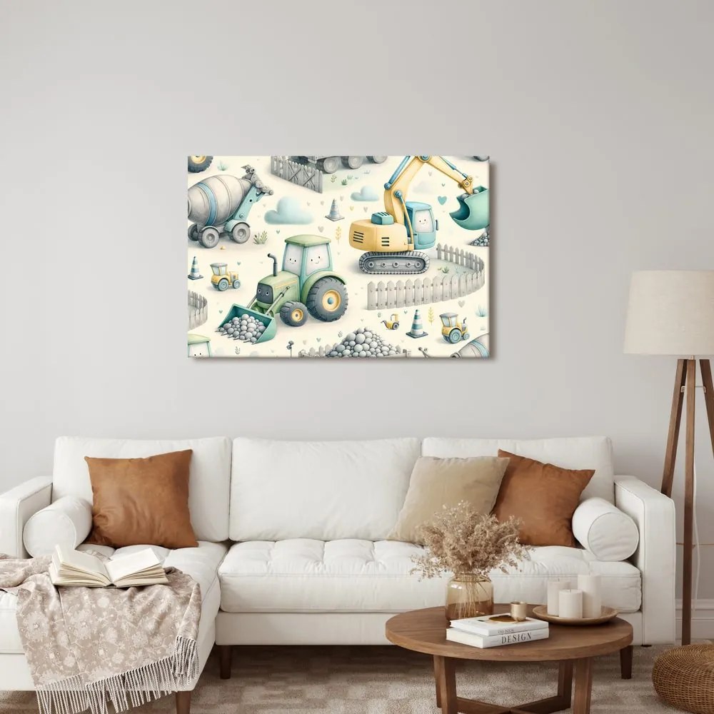 Quadro su tela – Macchine allegre in cantiere