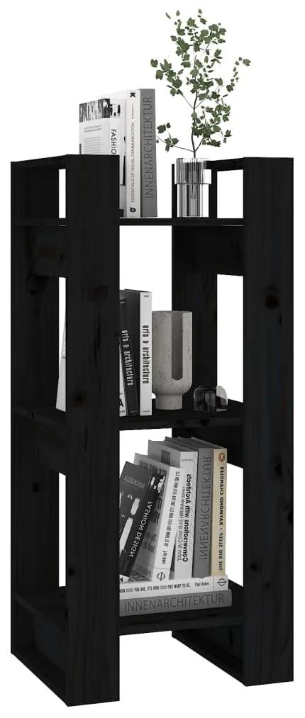 Libreria/divisorio nero 41x35x91 cm in legno massello di pino
