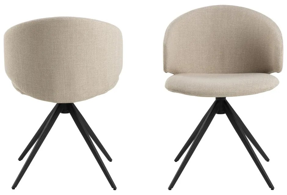 Sedia da pranzo beige in imbottito con braccioli Ella – Actona