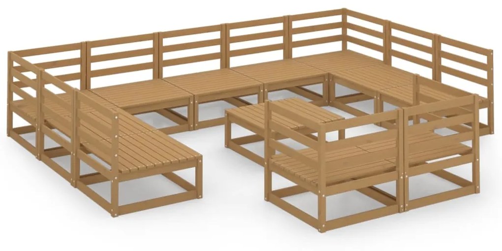 Set divani da giardino 12 pz in legno massello di pino