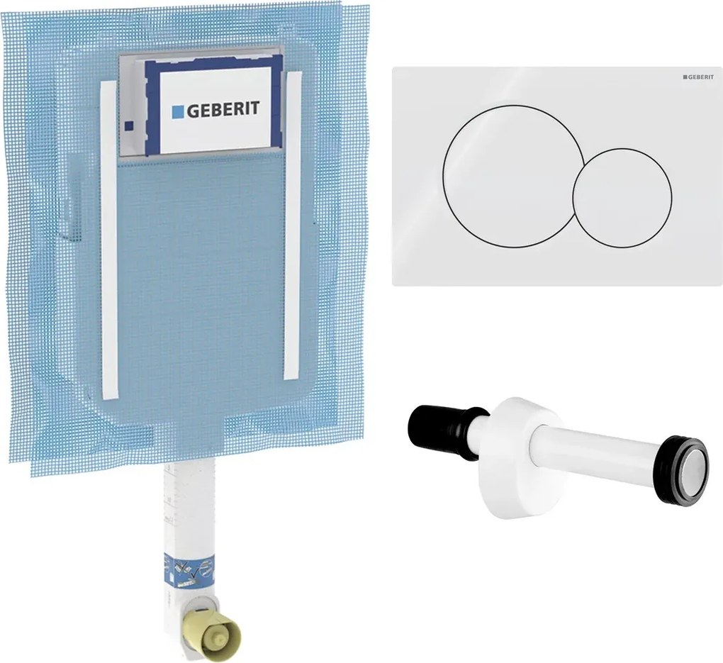 Cassetta di scarico incasso WC con canotto e placca bianca Geberit Sigma 8