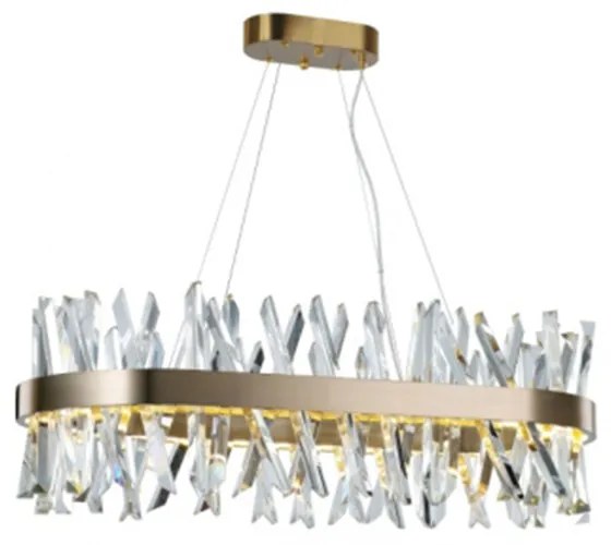 Lampadario Moderno Akasha Metallo Ottone Antiquato Cristallo K9 Led 90W