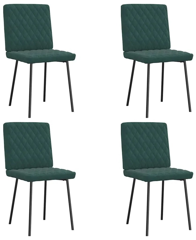 Sedie Da Pranzo 4 Pz Verde Scuro İn Velluto /
