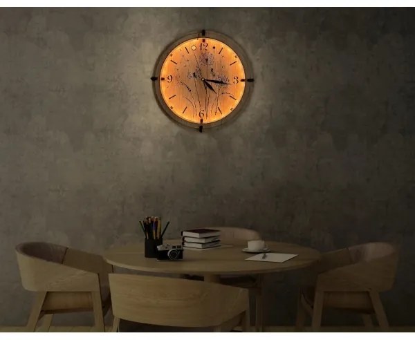 Li-Go 23688/DUB2 - Orologio LED con sensore di movimento, alimentazione 1xAA, diametro 32 cm, finitura in rovere