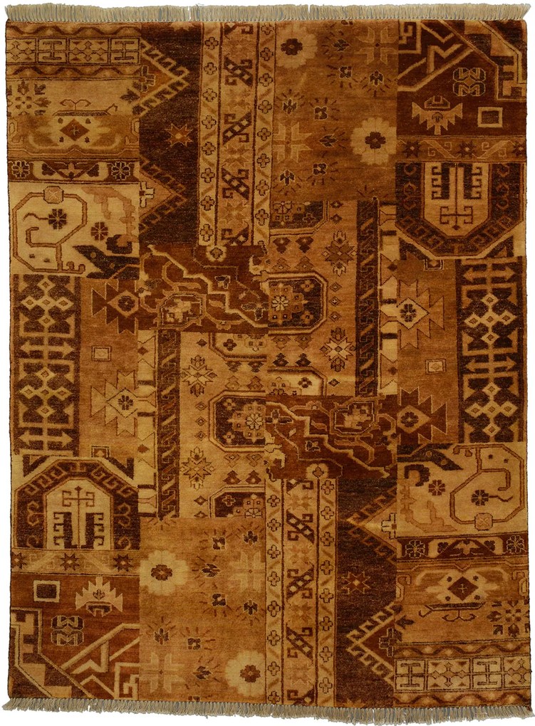 Patchwork Tappeto orientale 180 x 230 Marrone (Indian) Annodato A Mano