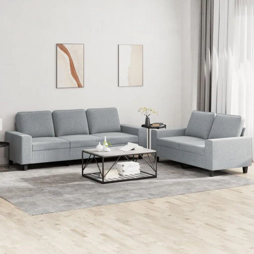 Set di divani 2 pz grigio chiaro in tessuto
