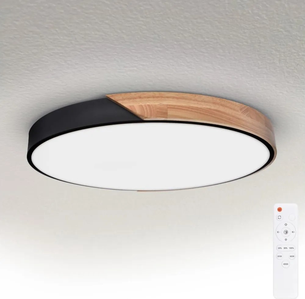 Brilagi - Lampada LED dimmerabile PILANA LED/72W/230V rovere/nero Ø 80 cm + telecomando