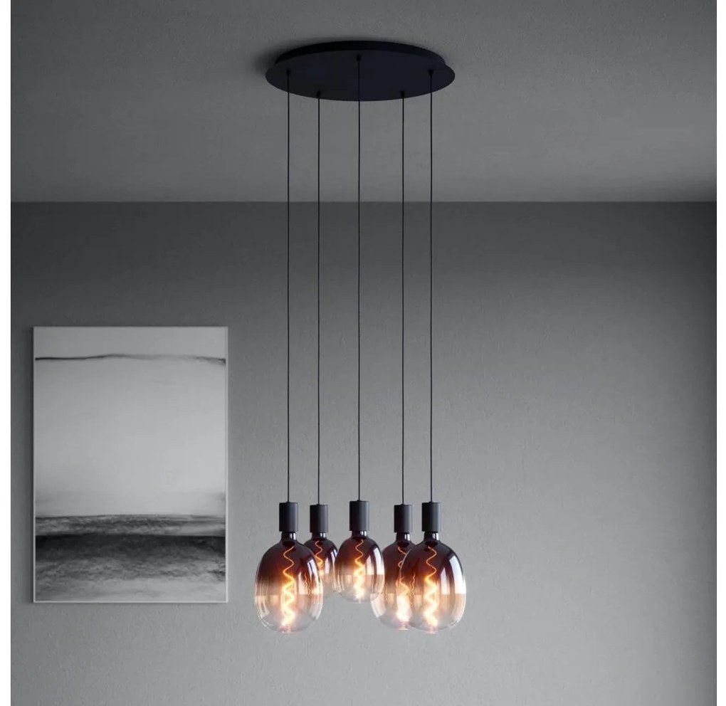 Eglo 390267 - Lampadario a sospensione con filo HUEBRO 5xE27/40W/230V nero