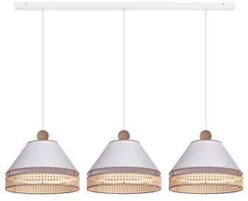 Duolla - Lampadario a sospensione con filo AVIGNON 3xE27/15W/230V bianco/rattan