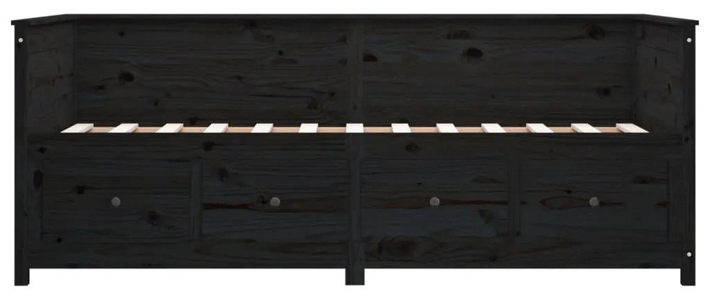 Dormeuse Nera 90x190 cm in Legno Massello di Pino