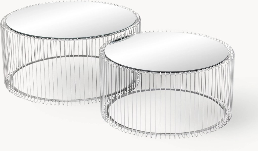 Set di 2 tavolini da salotto con piano in vetro Wire