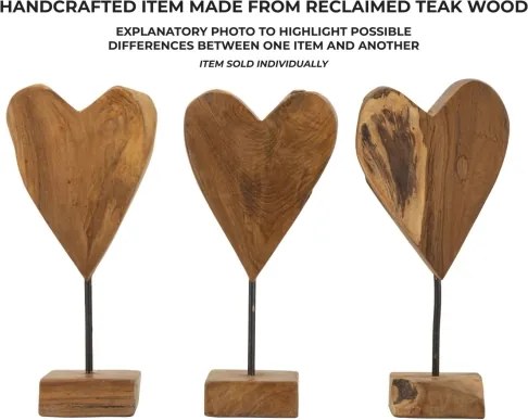 Scultura Cuore In Teak Ric. Cm 15X10X35 (Pezzi Unici - Non Rip. In Serie)