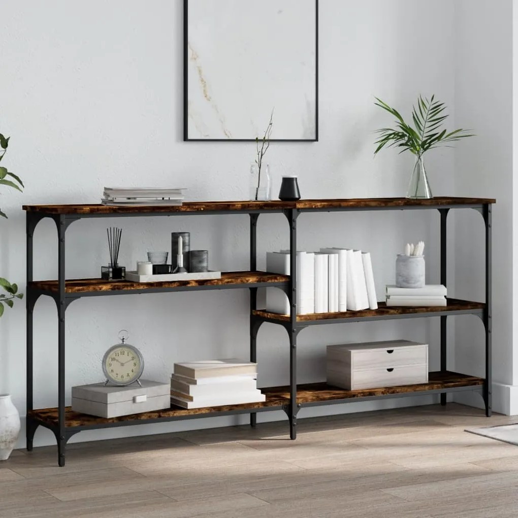 Tavolo Consolle Rovere Fumo 160x29x75 Cm İn Legno Multistrato /