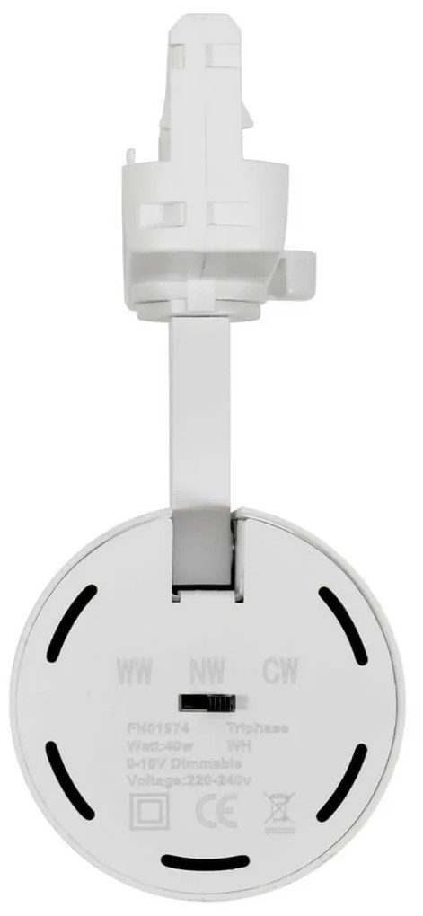 Faro LED 40W Dimmerabile 0-10V per Binario Trifase 38/60° Bianco CCT Colore Bianco Variabile CCT