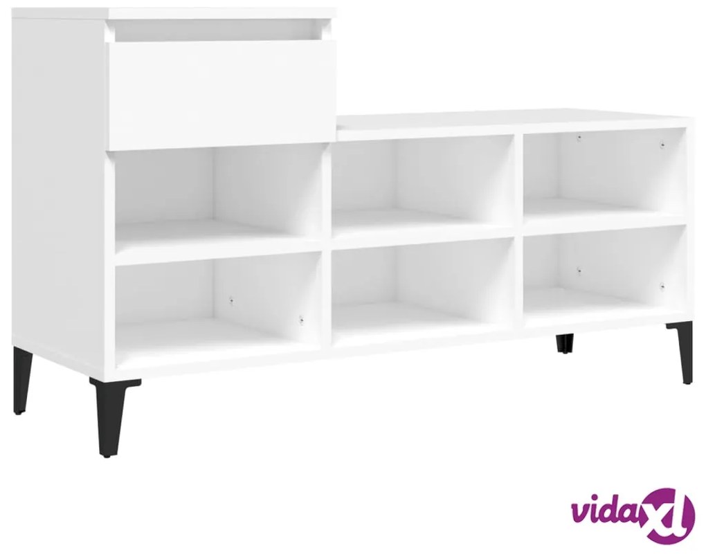 vidaXL Scarpiera Bianca 102x36x60 cm in Legno Multistrato