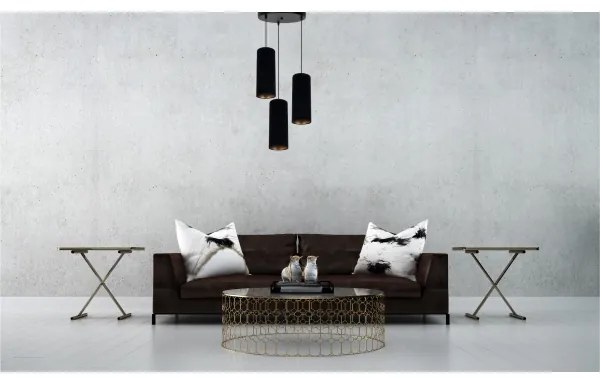 Lampadario a sospensione con filo AVALO 3xE27/60W/230V diametro 35 cm nero