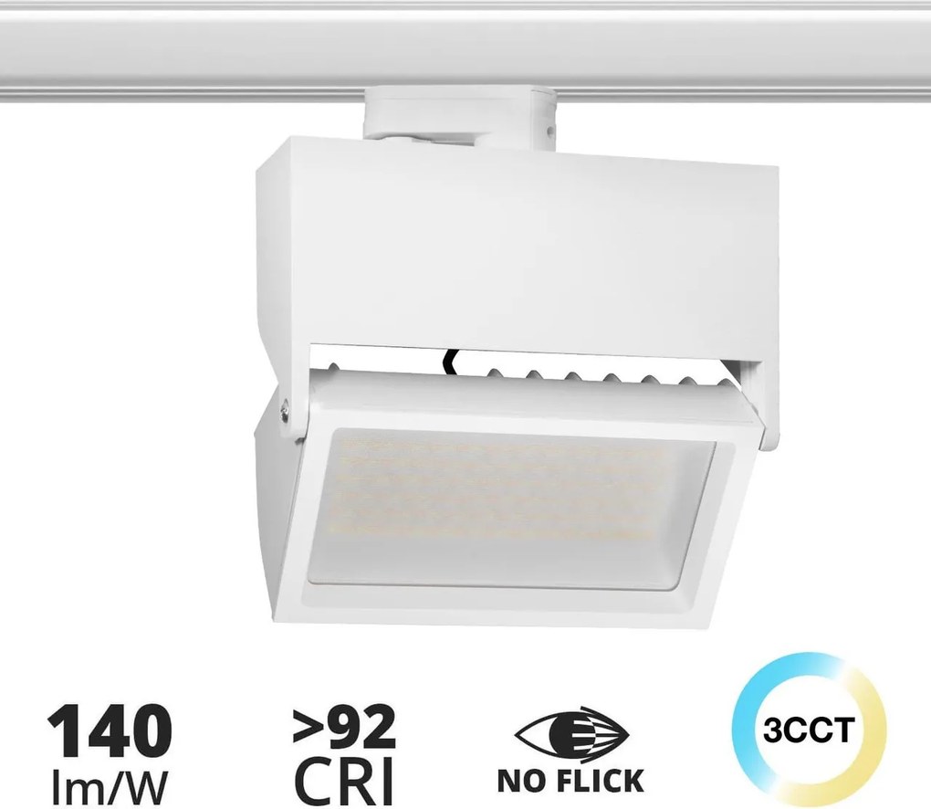 Faro LED 44W Rettangolare Trifase CRI92 CCT Bianco con driver Philips Colore Bianco Variabile CCT