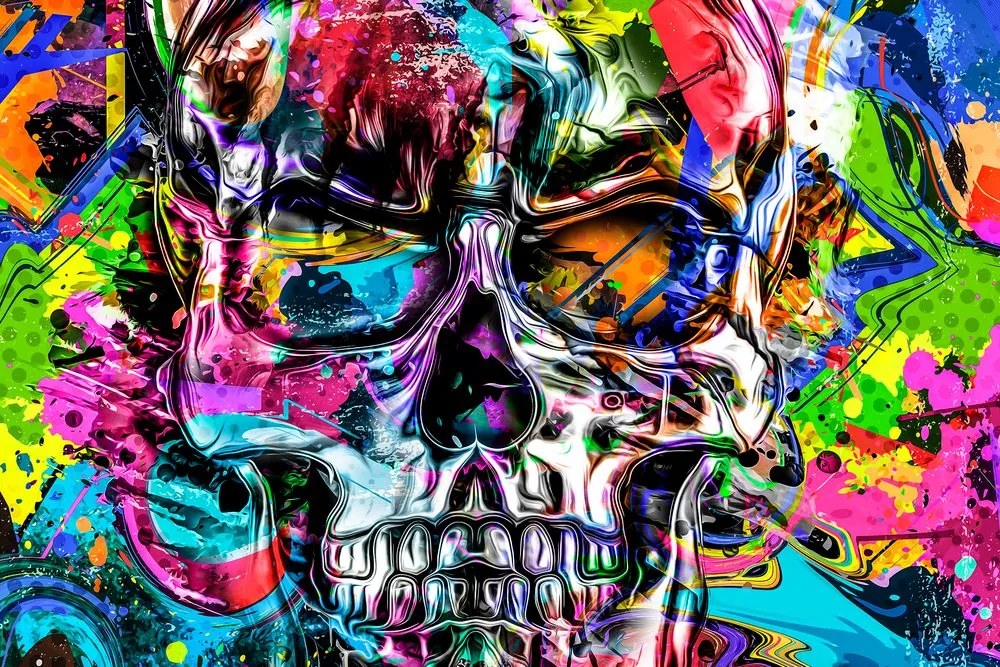 Stampa su tela – Teschio artistico colorato