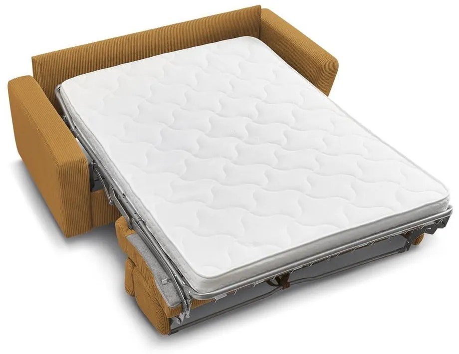 Divano color senape allungabile con rivestimento in velluto a coste 195 cm Monaco – Bobochic Paris