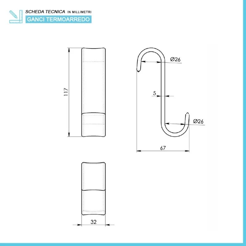 Appendino singolo per termoarredo antracite Gedy serie Merlino in resina