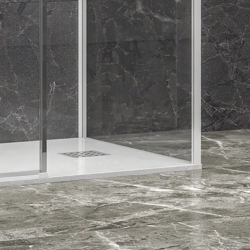 Kamalu - Box doccia 3 lati 90x100x90 scorrevole  telaio bianco | KLA-4000N
