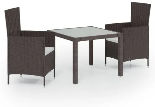 Set Mobili da Giardino 3 pz Polyrattan Marrone