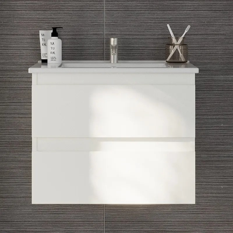 Kamalu - Mobile bagno sospeso 65 cm colore bianco opaco | LAC-EOLO-65
