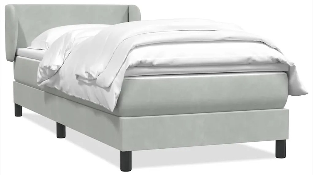 Giroletto A Molle Con Materasso Grigio Chiaro 90x220 Cm Velluto /