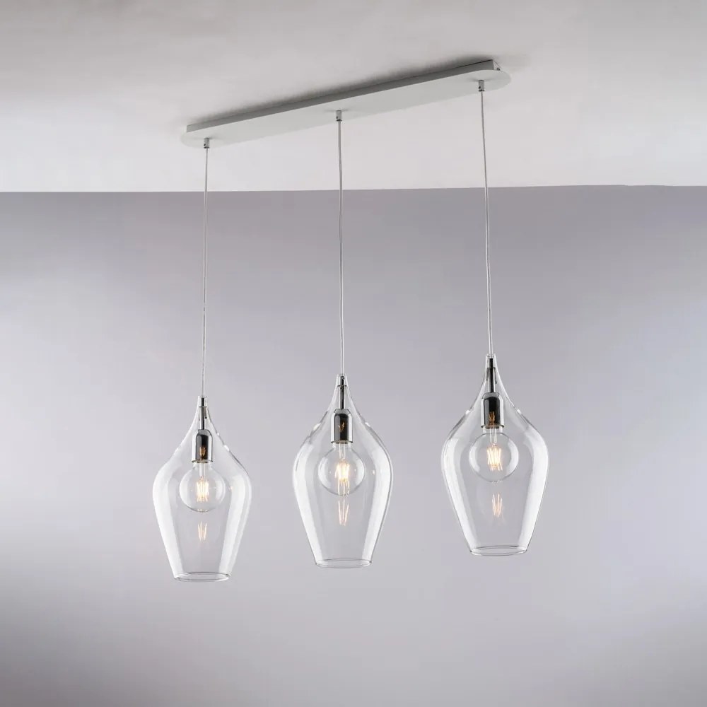 Lampadario Contemporaneo Ares Metallo Trasparente 3 Luci E27