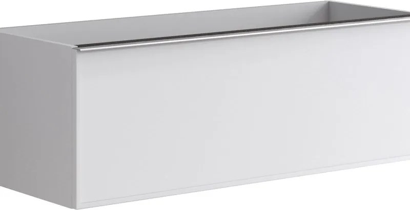 Mobile da bagno sospeso sotto lavabo Pixel frame 2 cassetti L 120 x H 40 x P 45.5 cm bianco laccato opaco e maniglia alluminio brillante