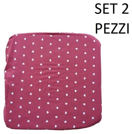 Cuscino Coprisedia Mollettone imbottito con fascia elastico ROSSO FANT.CUORE SET 2 PEZZI