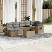 Set Divano da Giardino 8 pz con Cuscini Beige in Polyrattan 3274989