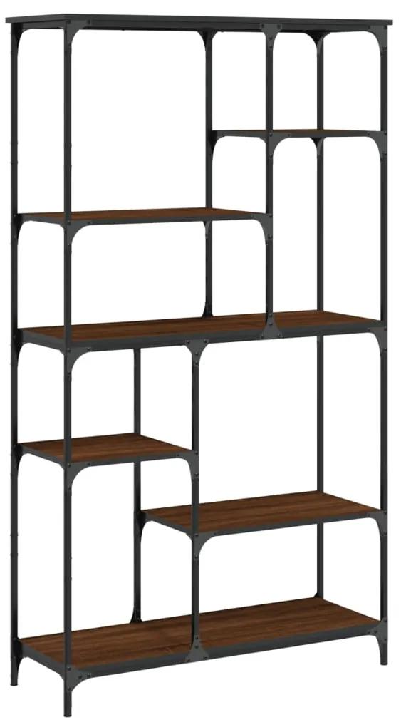 Libreria rovere marrone 99x35,5x176cm legno multistrato acciaio