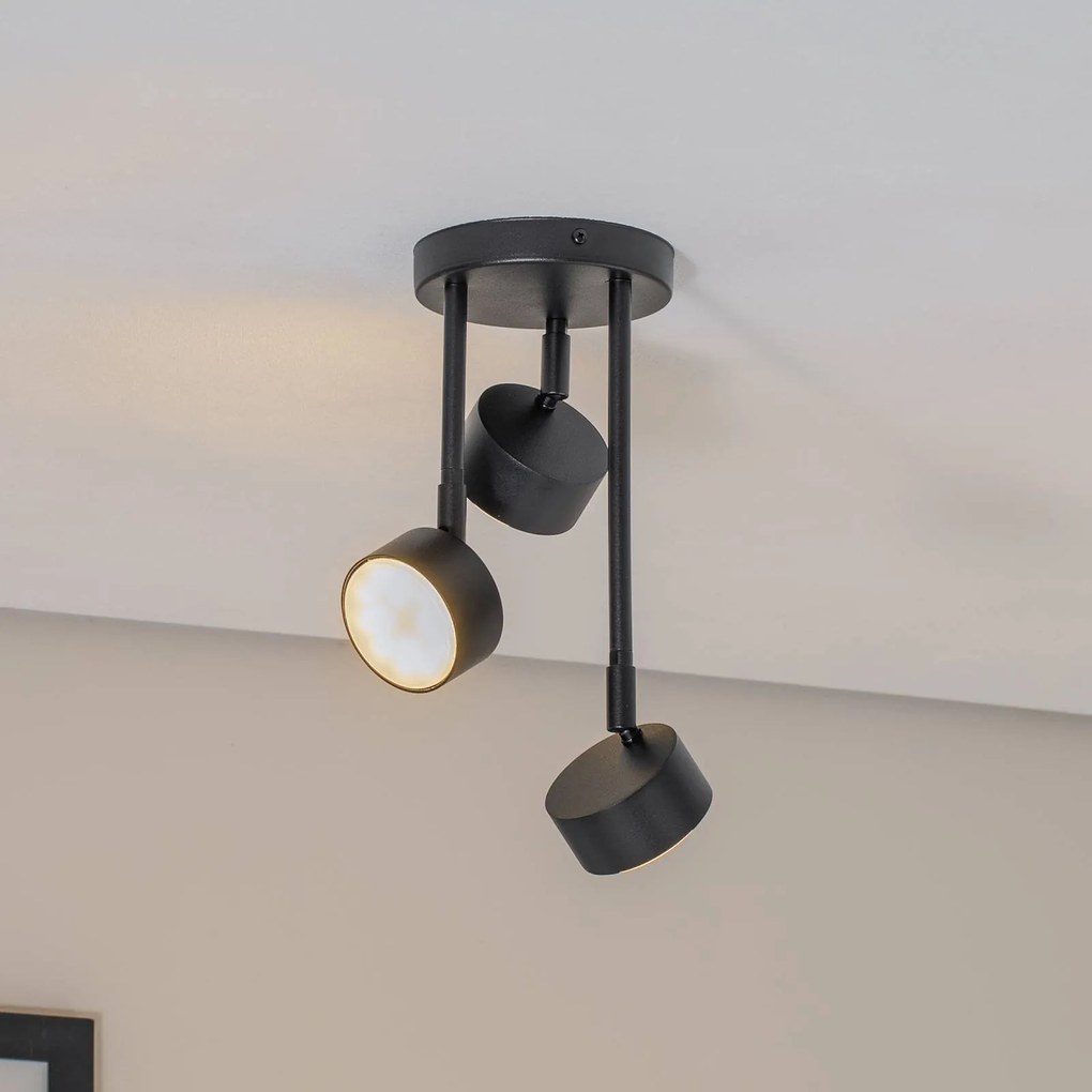Faretto da soffitto Nemo, 34 cm, a 3 luci, nero, orientabile, GX53 Nemo SIGMA, dimmerabile, Nero, Soggiorno / Sala da pranzo, Metallo, Faretto