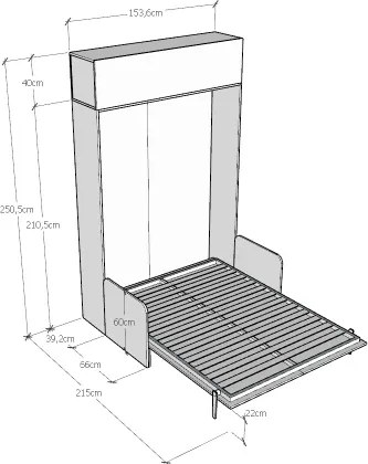 Letto scomparsa verticale francese 140 cm con pensile Bianco KENTARO SOFŔ