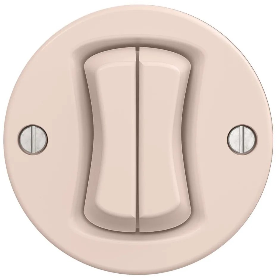 Kliklap - Interruttore doppio "va e vieni" per scale in stile retrò, senza cornice, n. 6+6, rosa antico