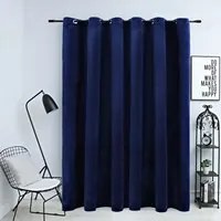 Tenda Oscurante Anelli in Metallo Velluto Blu Scuro 290x245 cm 134531