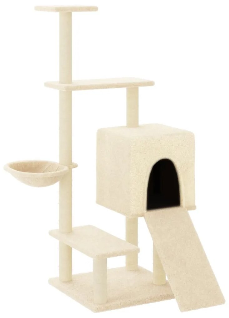 Albero per gatti con tiragraffi in sisal crema 130,5 cm