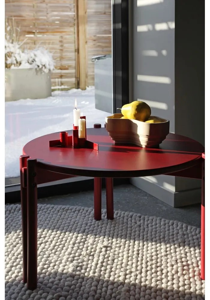 Tavolino rotondo rosso in legno di pino ø 60 cm Sticks - Karup Design