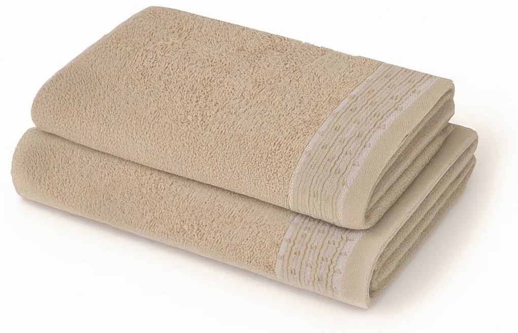 Coppia asciugamani spugna viso e ospite taupe