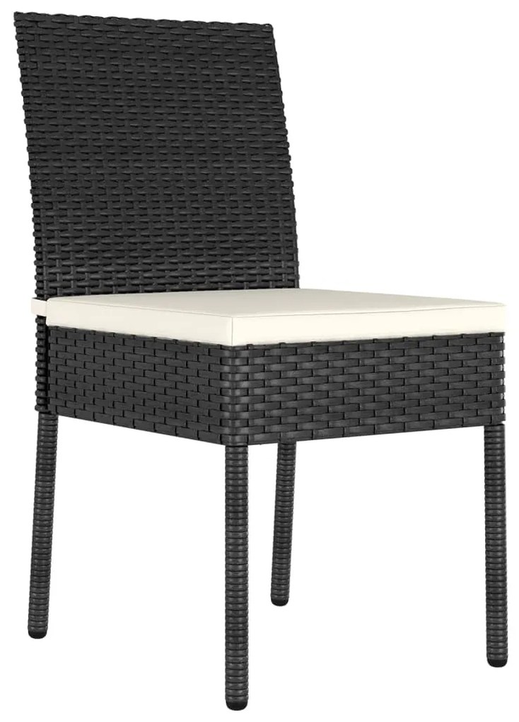 Sedie da pranzo per giardino 4 pz in polyrattan nero