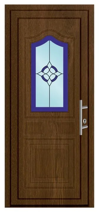 Portoncino d'ingresso 30012 L 90 x H 210 cm in PVC noce, apertura spingere a sinistra, falso telaio non incluso