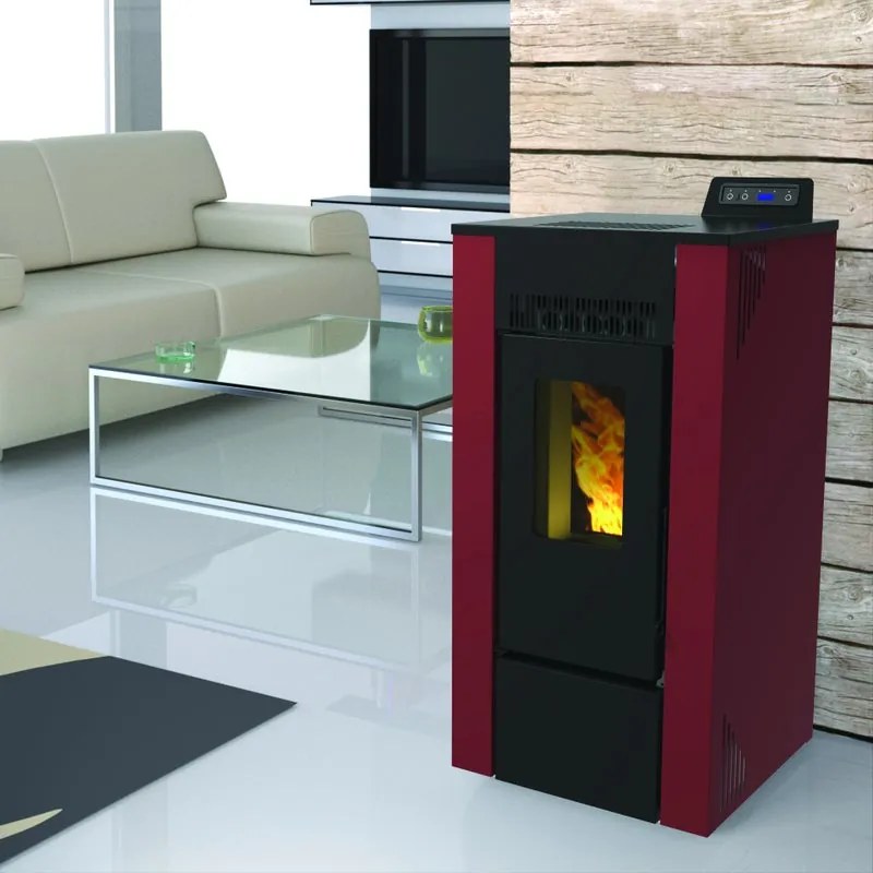 Stufa a pellet canalizzata Gioia 7 kW bordeaux