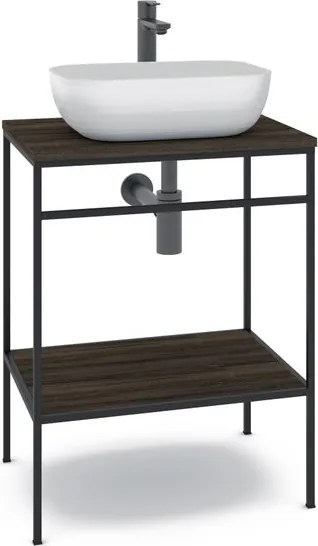 Mobile bagno da terra con lavabo e porta asciugamani L 60 x H 92 x P 45.5 cm marrone  per vasca centrale Outline