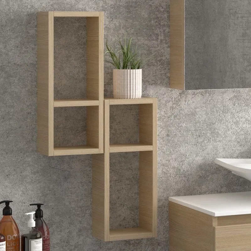 Composizione bagno sospesa 100cm: mobile, specchio contenitore e due pensili TOD-100E - KAMALU