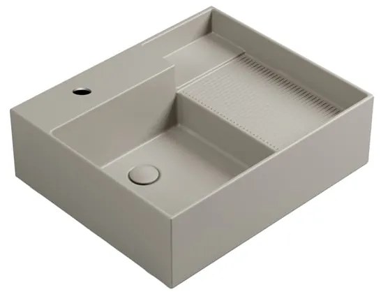 Lavabo da appoggio Nobu COLAVENE con foro rettangolare in ceramica L 60 x H 21 x P 50 cm beige opaco piletta non inclusa