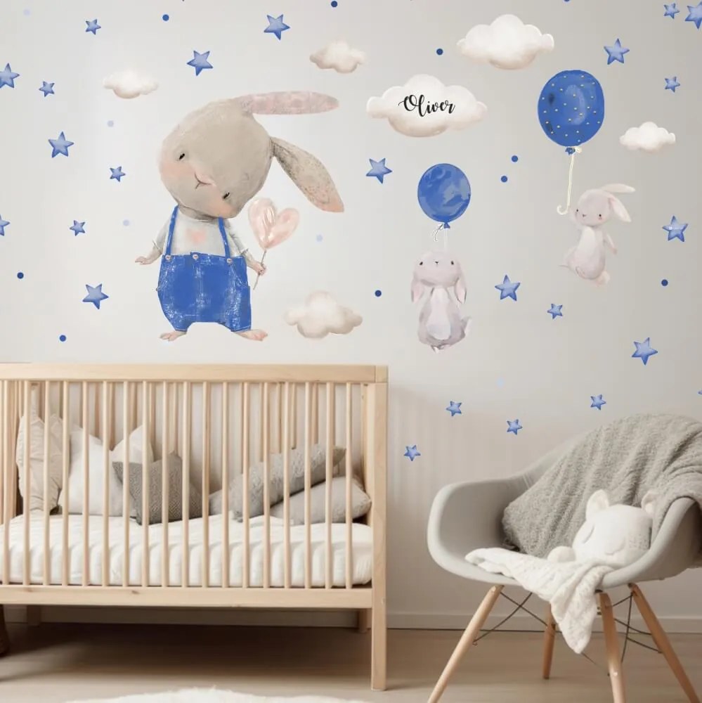 Adesivi ad acquerelloi - Coniglietti con palloncini | Inspio